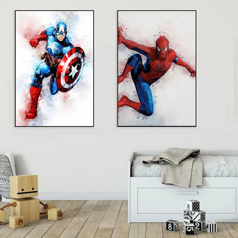 Lot de toiles Captain America & Spiderman - 30x40cm-1