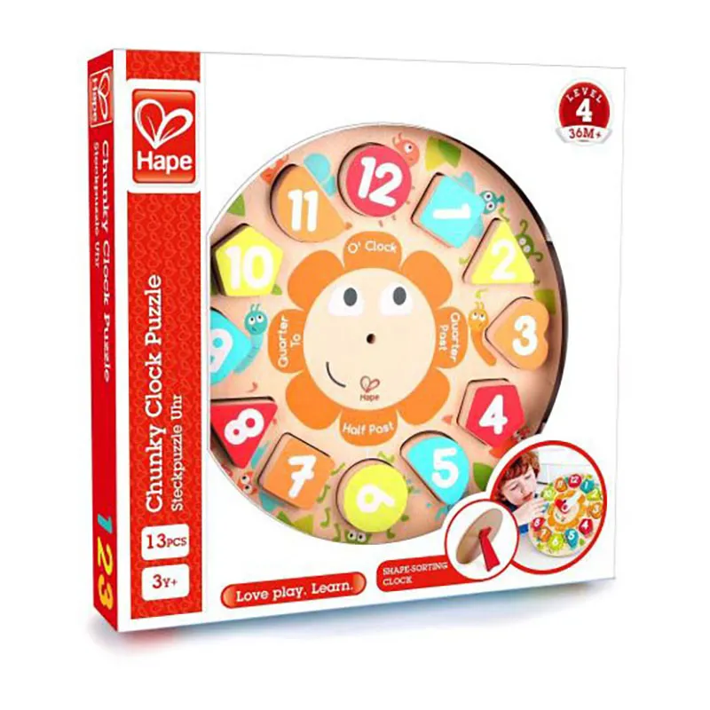 Puzzle Horloge en anglais 13pcs - 36m+-3