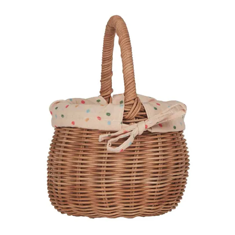 Panier Rotin Naturel/Pois 19x14cm - 36m+-5