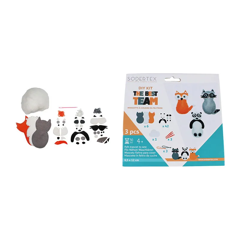Kit DIY Mascottes à coudre Feutrine 2mm 3pcs - 4+-1