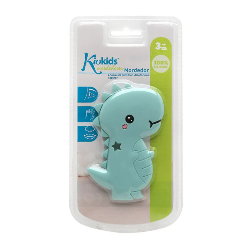Anneau de dentition Dinosaure Silicone Bleu - 13x11cm-3