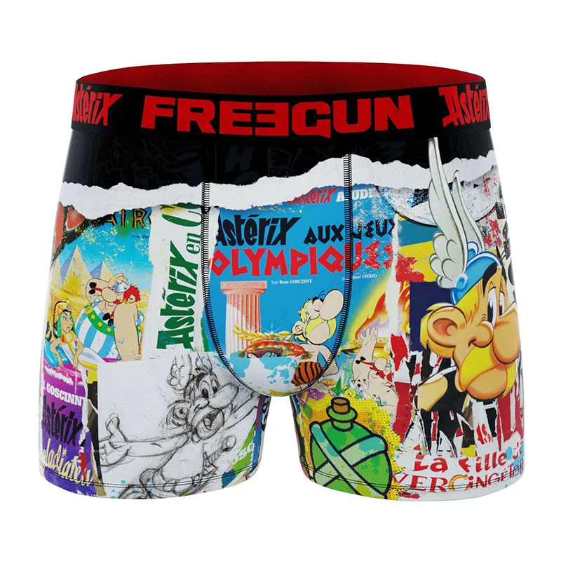 4 Boxers Homme Asterix et Obélix - Noir/Rouge/Jaune/Bleu-1