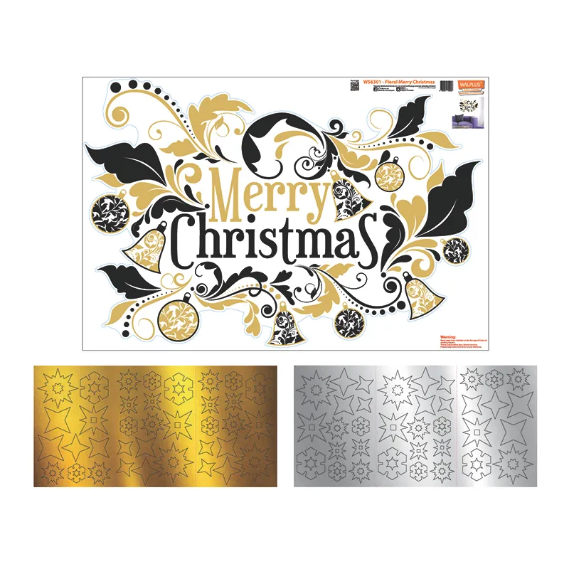 Stickers - Joyeux Noël + flocons métalisés-4