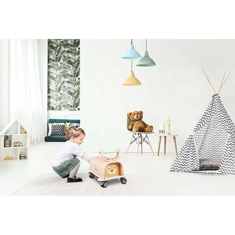 Porteur Lion Bois/jaune - 12m+-12