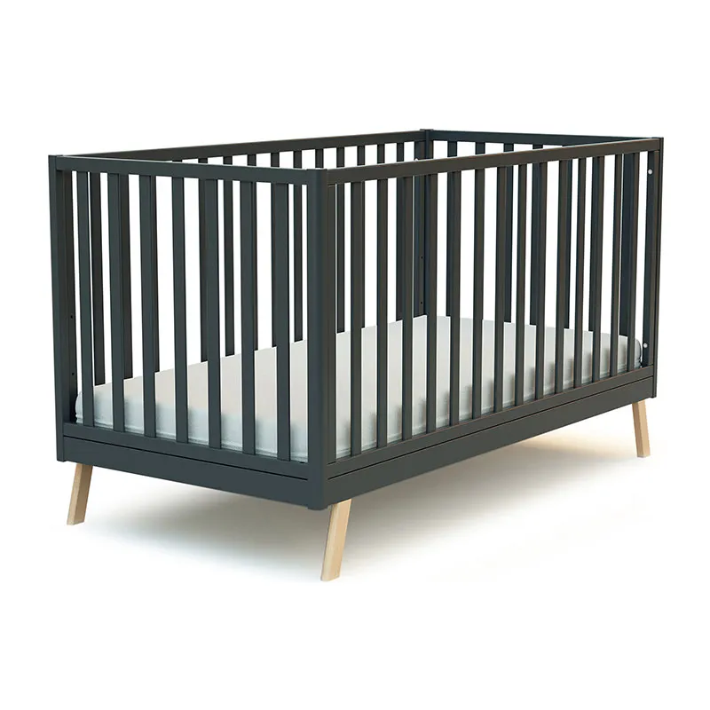 Lit bébé évolutif Confort Gris/Hêtre - 70x140cm-0
