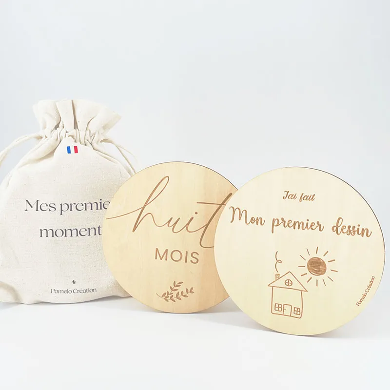 Cartes-étapes en Bois Recto-Verso + Pochette - 12cm-5