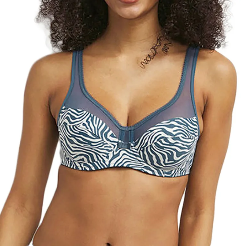 Soutien-gorge emboitant à armatures Generous Zèbre Femme - Bleu/Blanc-0