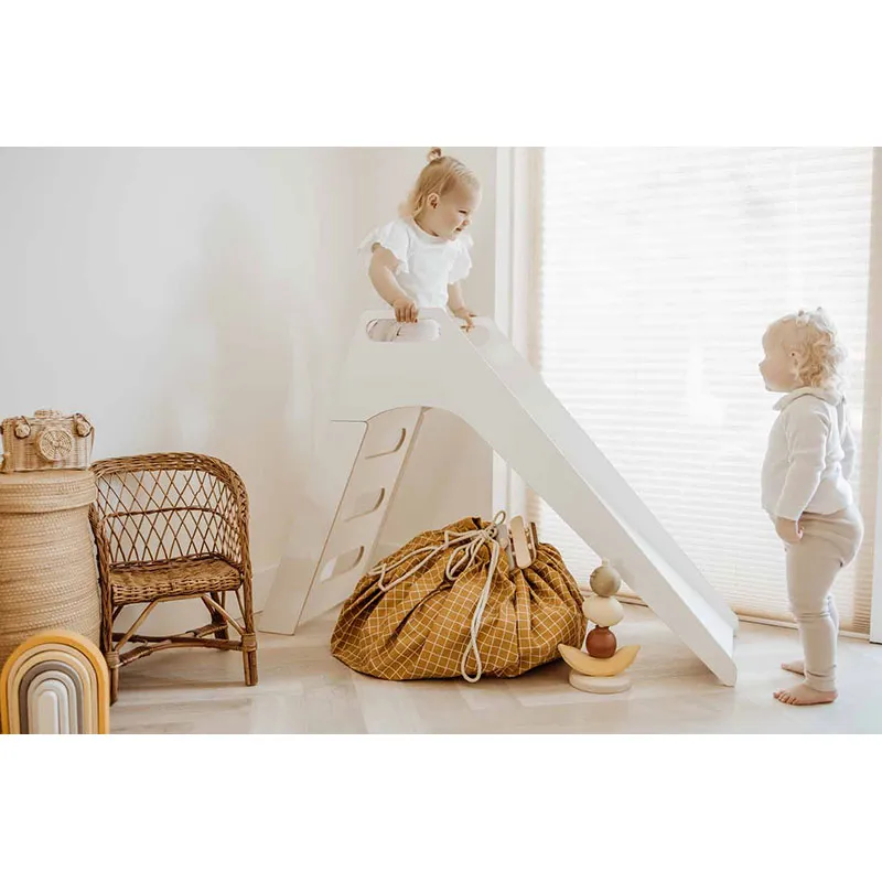 Sac à jouets 2en1 Grilles Moutarde - ø140cm-15