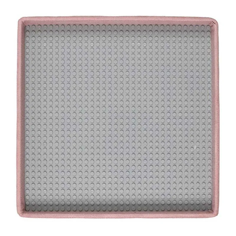 Coffre pouf pliable compatible brique Rose - 27x27x30cm-7