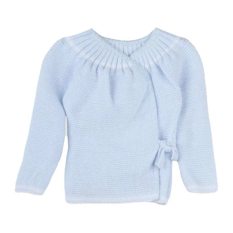 Brassière à liens - Bleu layette-0