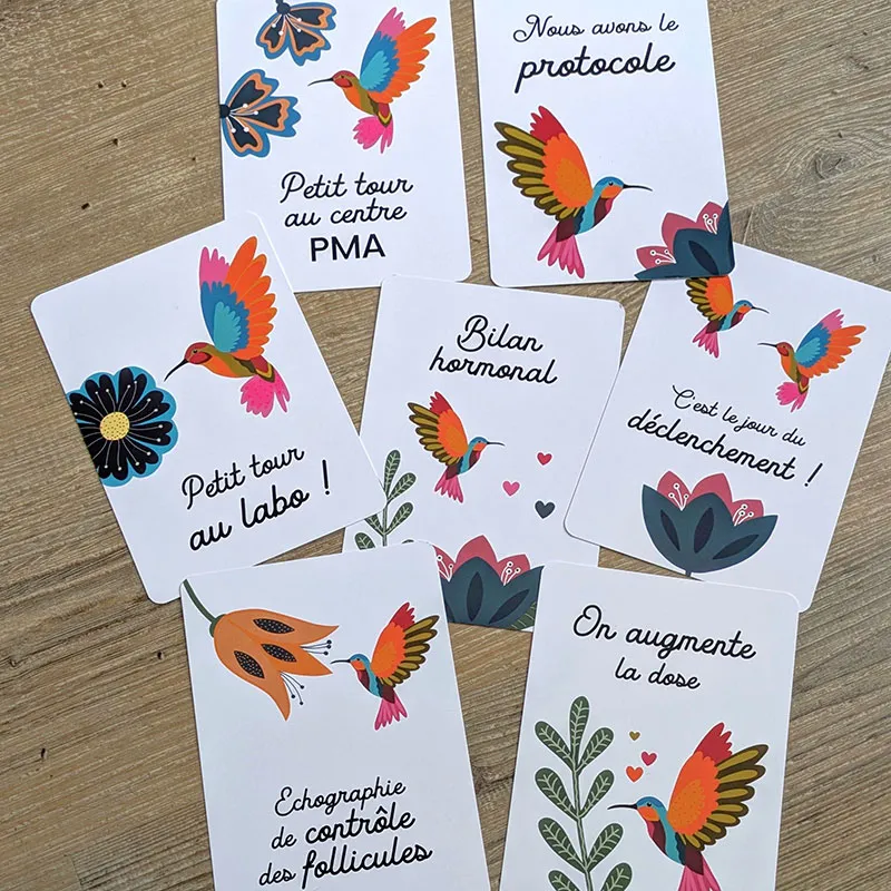 Cartes étapes PMA - FIV  ou insémination - Colibri-0