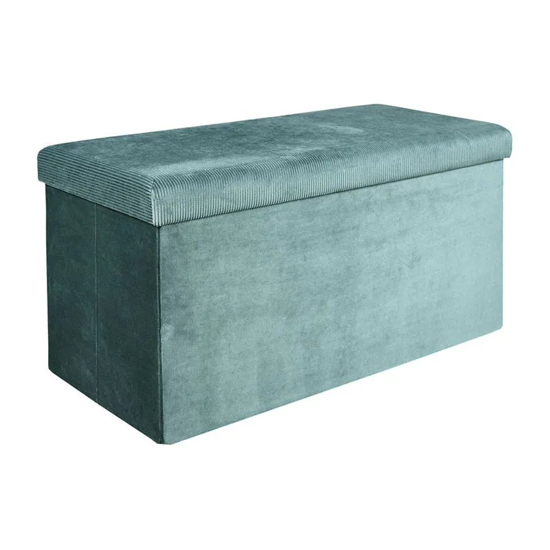 Coffre banc pliable velours Giulia Bleu - 77x38cm-1