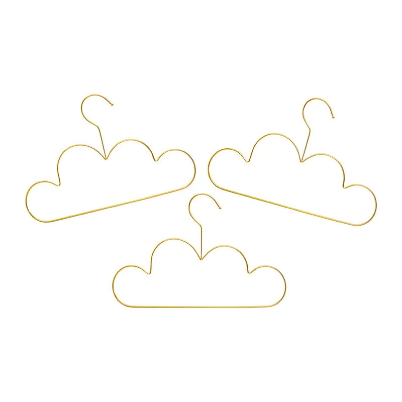 3 Cintres nuages enfants Doré - 30x19,5cm-0