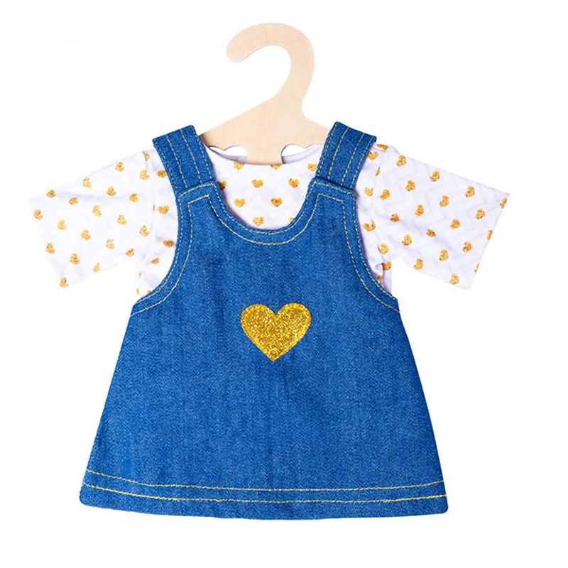 Robe en jean + T-shirt - Poupée 28-35/35-45cm-0