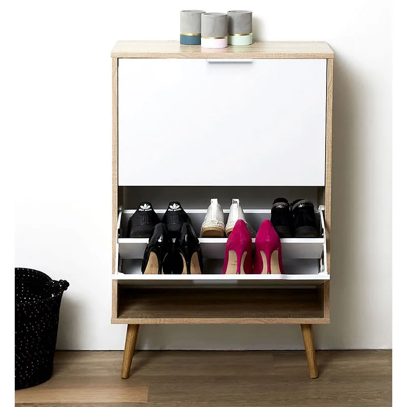 Meuble à chaussures Blanc/Marron - 60x91,5x23,5cm-2