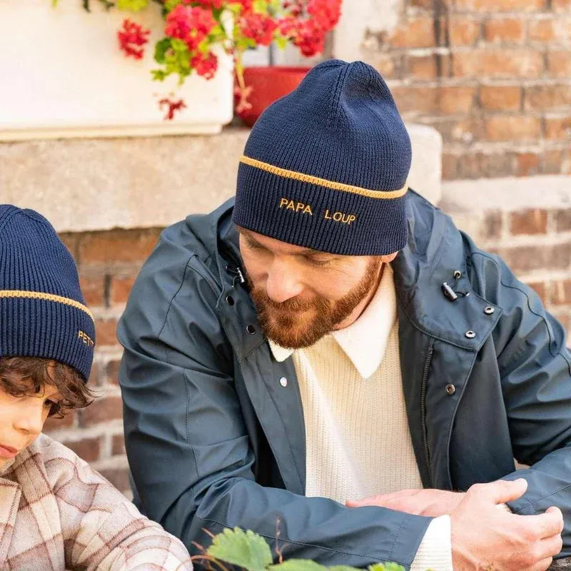 Bonnet Papa loup Adulte BIO - Marine - CHAMAYE-0