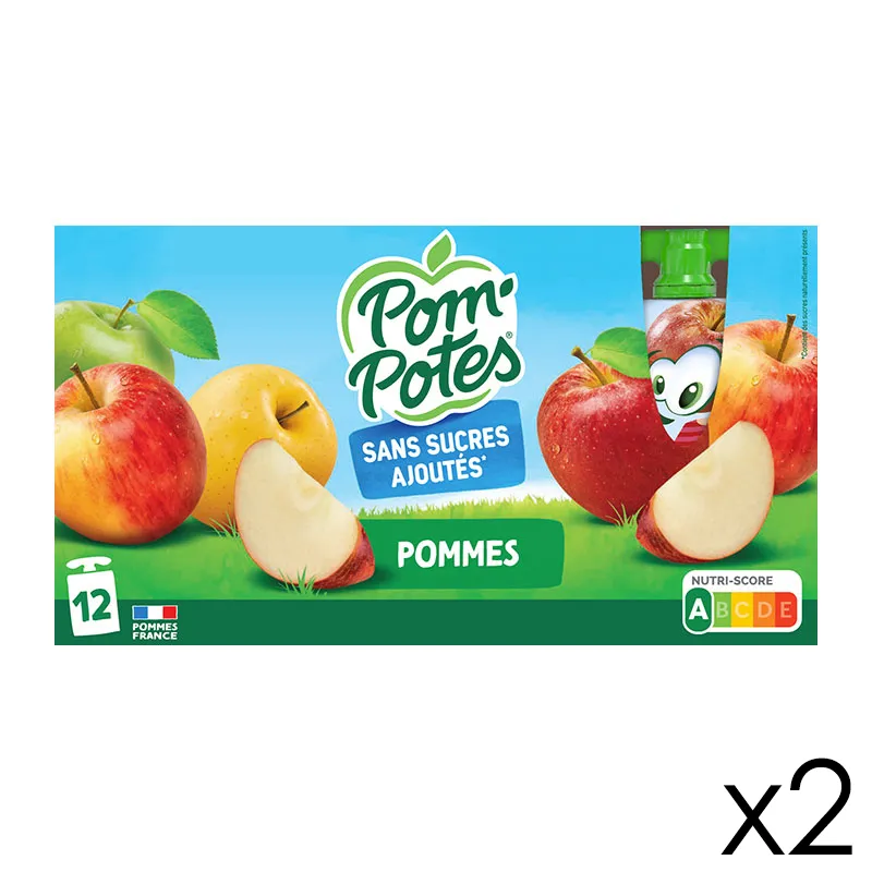 24 Compotes Gourdes Sans Sucres Ajoutés Pomme Nature - 24x90g-0