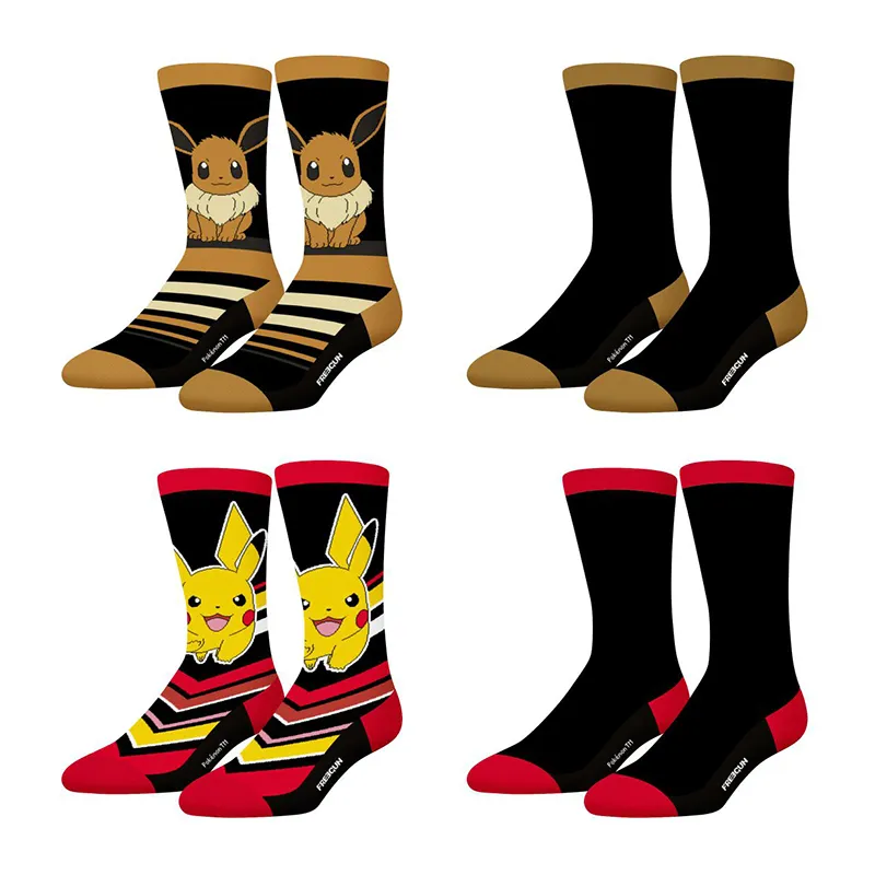 4 Paires de Chaussettes Garçon Pokémon - Jaune/Noir/Rouge/Marron-0