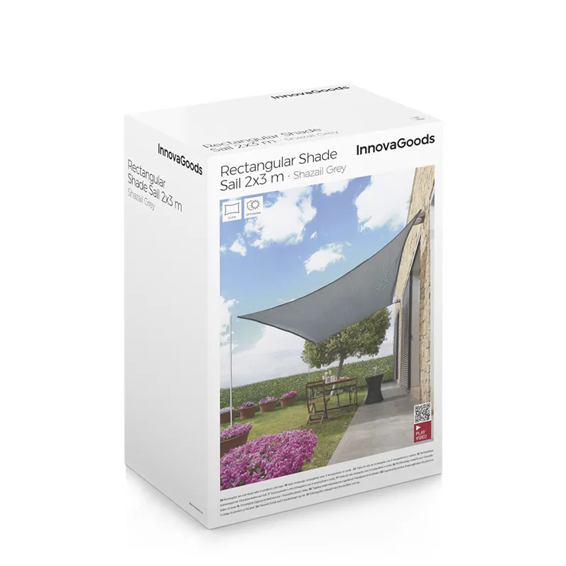 Voile d’Ombrage Rectangulaire Shazail Gris - 2x3m-6