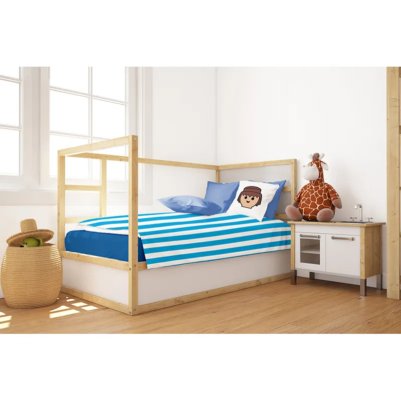 Parure de couette 2pcs Playmobil Rayures Bleu - 150x235cm-1