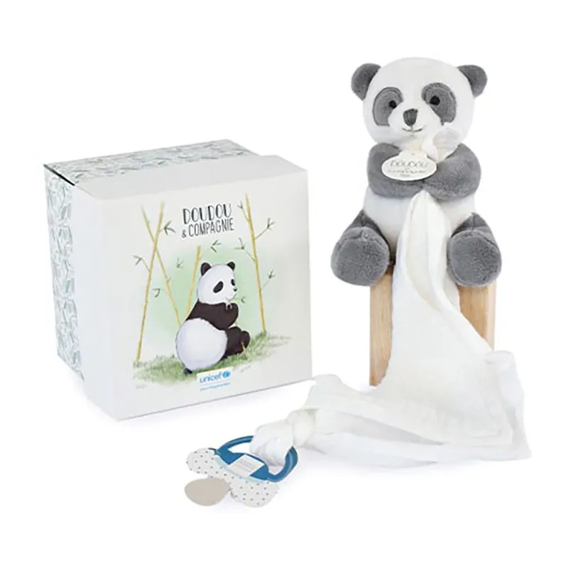 Doudou attache-sucette Panda Unicef - 12cm-0