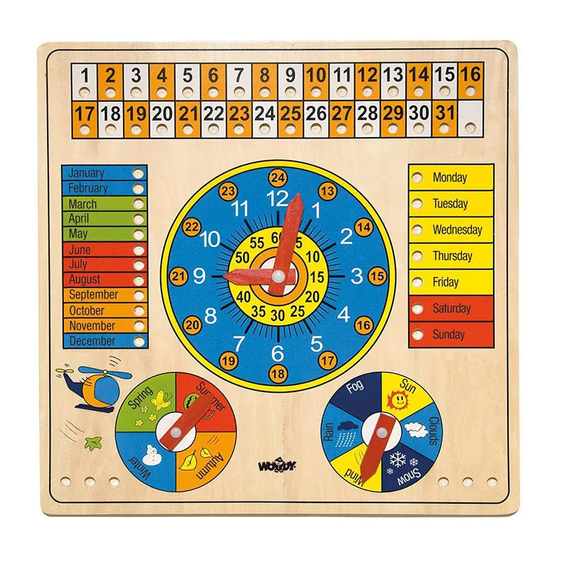 Calendrier avec Horloge Temps & Saisons Anglais - 5+-0