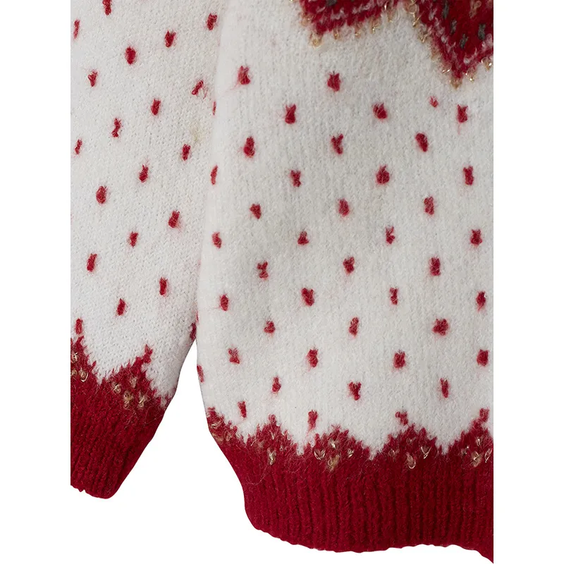 Pull de noël Jacquard molleton - Rouge/Écru-2