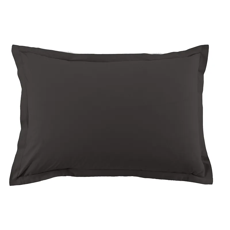 2 Taies d'oreiller Coton Gris Foncé-1