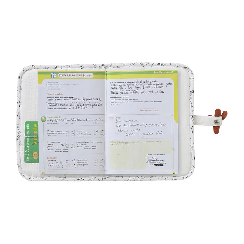 Protège carnet de santé gaze de coton - Blanc-1