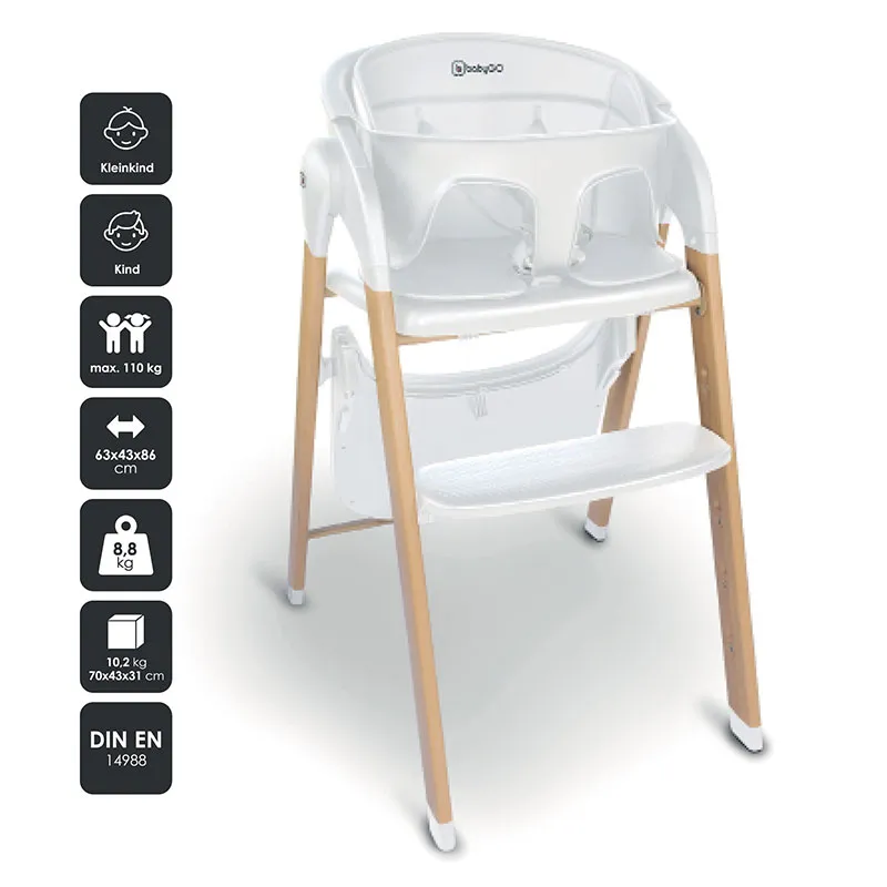 Chaise haute + Transat Levels Newborn Bois/Blanc - 0m+-7
