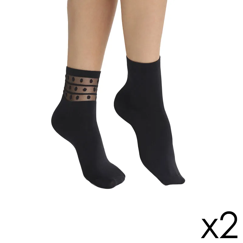 2 paires de Socquettes Skinf Fancy Pois Femme - Noir-0