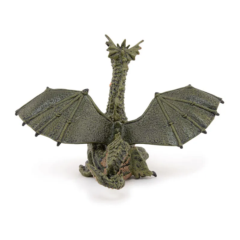 Dragon ailé vert avec flamme - 9x14x15cm-3