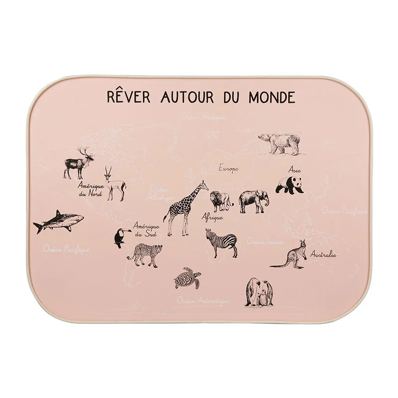 Décoration murale Carte du monde Rose - 70x50cm-0