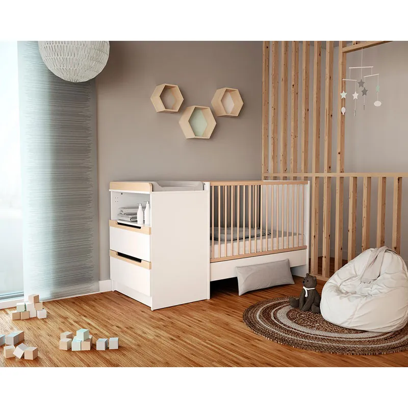 Chambre Évolutive Carroussel Blanc/Hêtre - 176x70x94cm-3