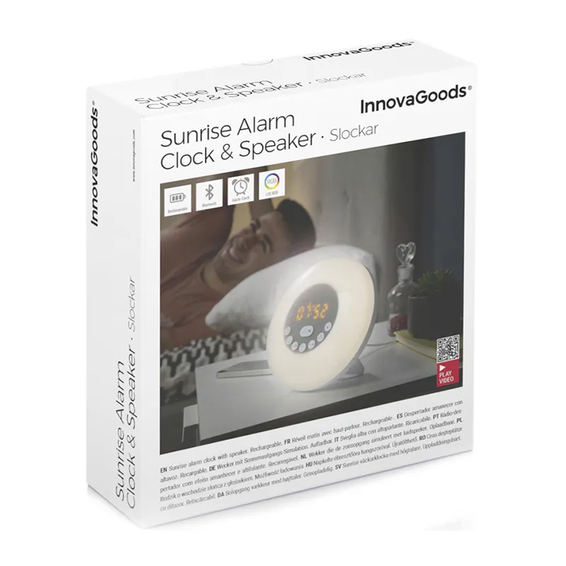 Réveil matin rechargeable avec enceinte - ø16x9cm-9