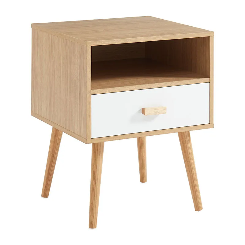 Table de chevet Ulos Effet chêne/Blanc - 40x39,5x50cm-1