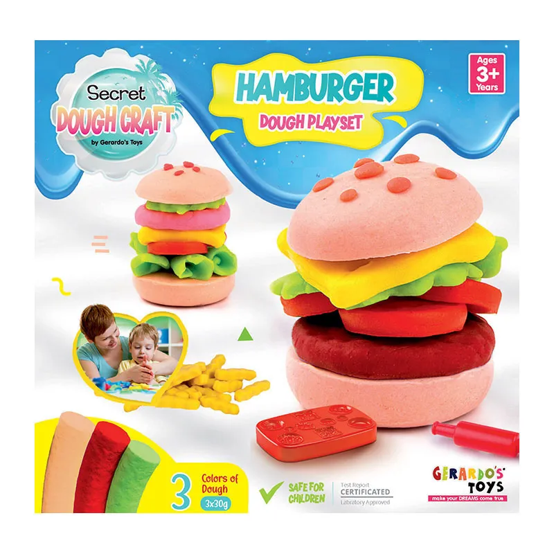 Pâte à modeler Hamburger 3x30g - 36m+-1