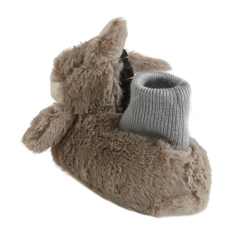 Chaussons peluche Âne Toile - Taupe/Gris-1