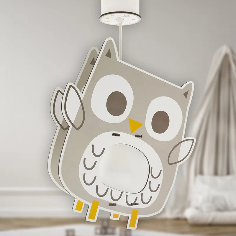 Suspension Hibou Beige Bois - 28,7x8x32,5cm-1