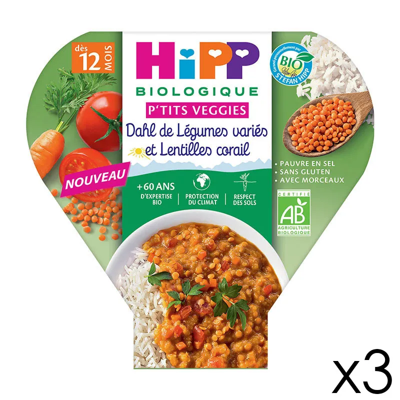 3 Assiettes Dahl de Légumes variés et Lentilles corail BIO - 3x230g-0