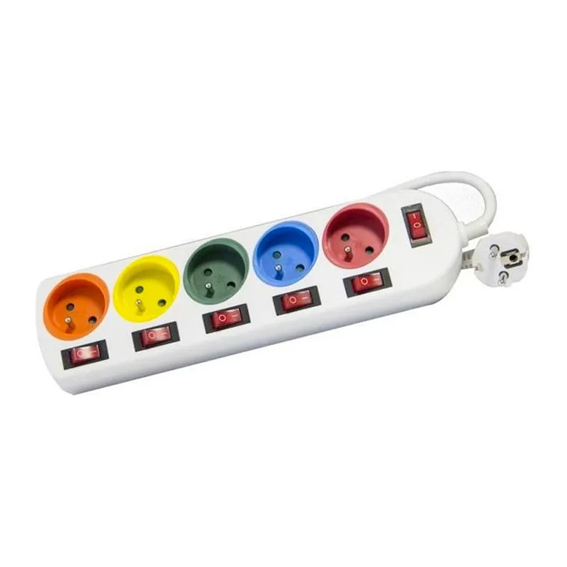 Bloc multiprise 5 prises couleur interrupteurs indiv. - 3680W-0