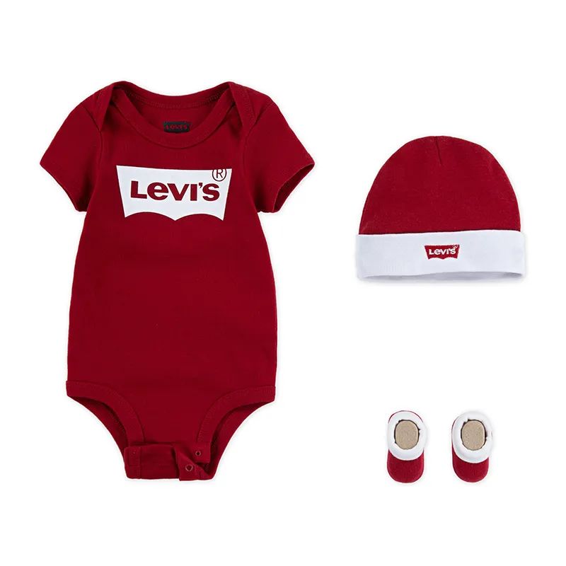 Coffret Body MC + Bonnet + Chaussons Bébé Batwing - Levis Red-0