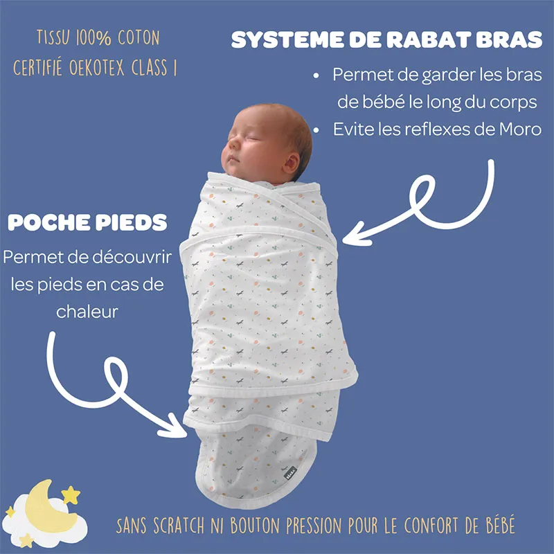 Couverture miracle d'emmaillotage Happy Box Coton - 0m+-3