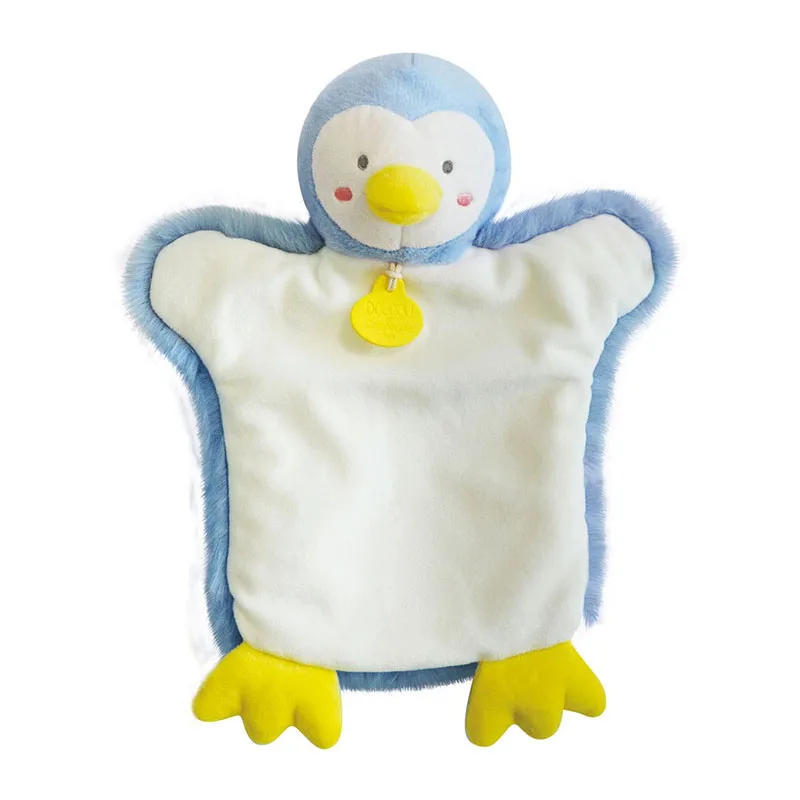 Doudou marionnette Pingouin Bleu - 25cm-0
