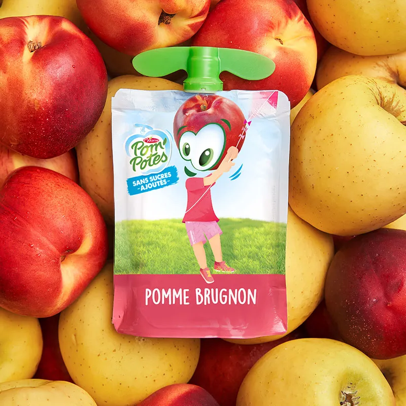 12 Compotes Gourdes Sans Sucres Ajoutés Pomme Brugnon - 12x90g-1