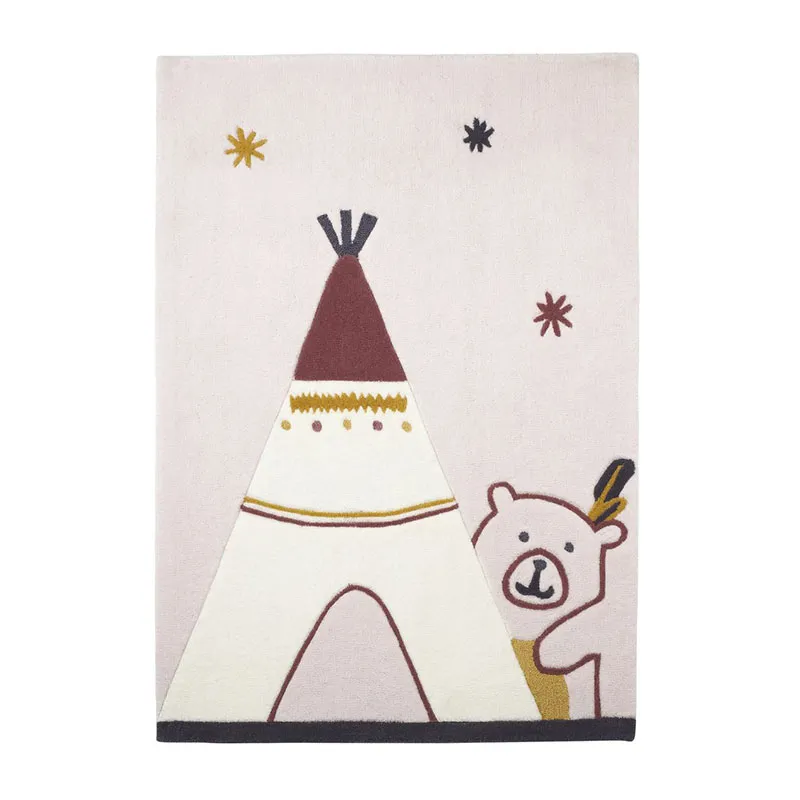 Tapis de chambre Timouki Blanc/Beige - 130x90cm-0