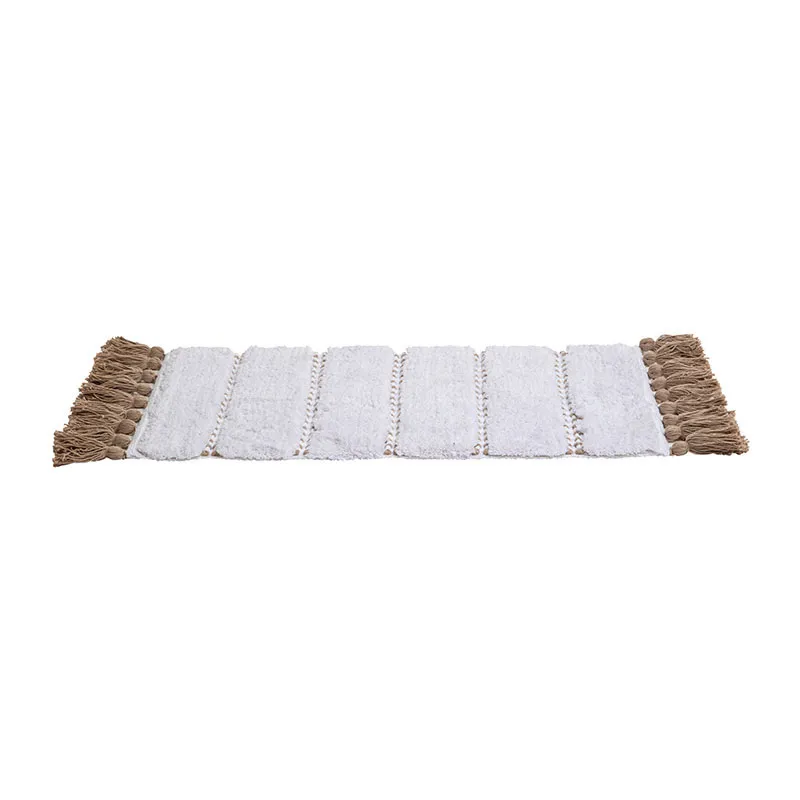 Tapis en coton Pompon Taupe - 75x50x1cm-1