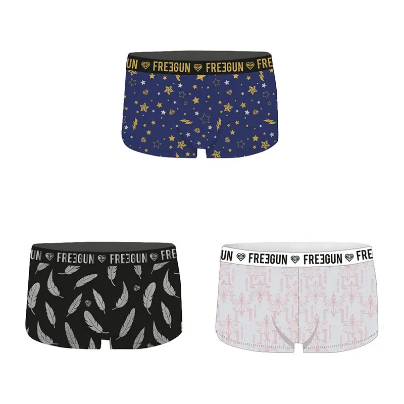 3 Shorties Fille Plumes Freegun - Marine/Noir/Blanc-1