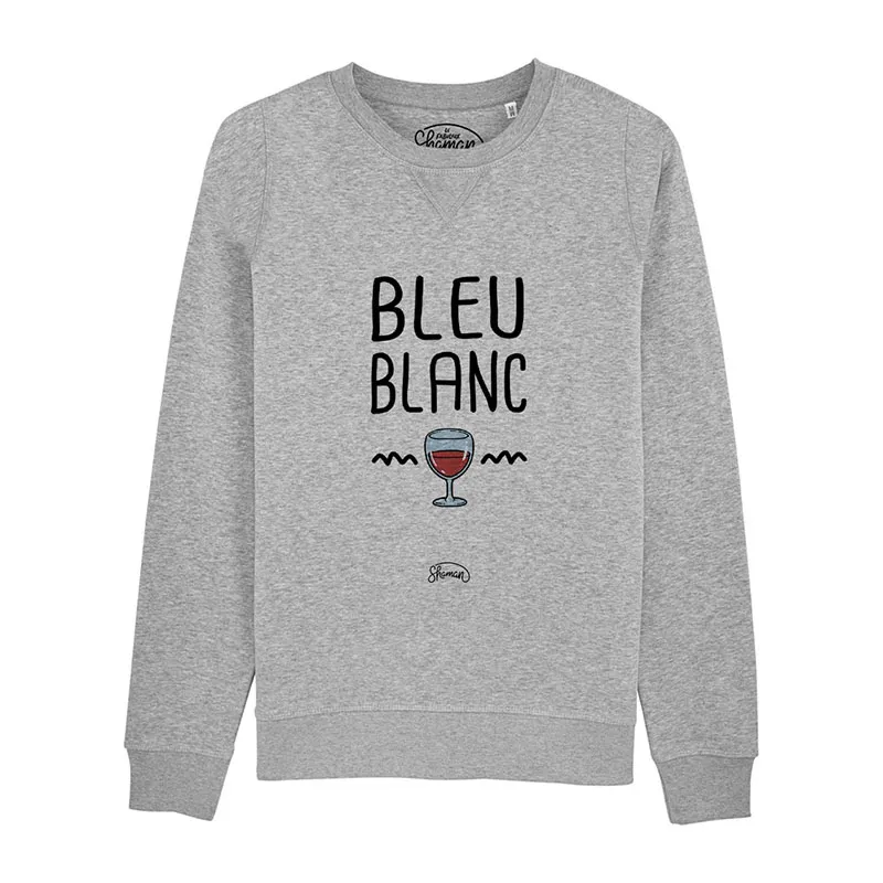 Sweat Homme Bleu Blanc Rouge - Gris chiné-0