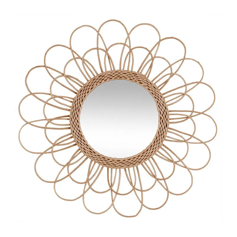 Miroir Rotin Fleur Naturel - ø56cm-0